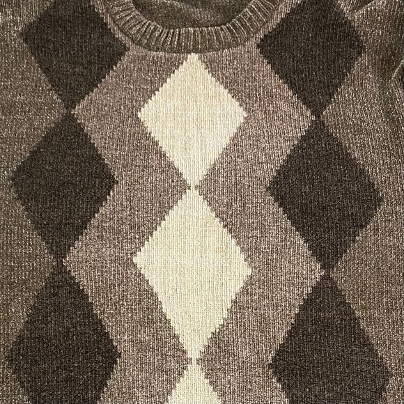 Dockers Brown Argyle Grandpa Pullover Fuzzy Crew Sweater Sz Large - Picture 5 of 7